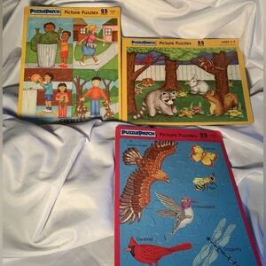 Picture Puzzles Set of 3 Chores Birds Mammals 14” x 10 3:4” 25 piece puzzles